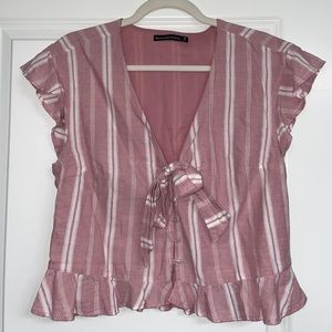 Abercrombie Flutter Sleeve Tie Crop Top